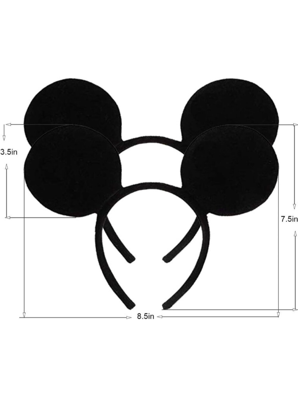 Women black Sequin Handmade Mickey Mouse Headband 2 Pieces